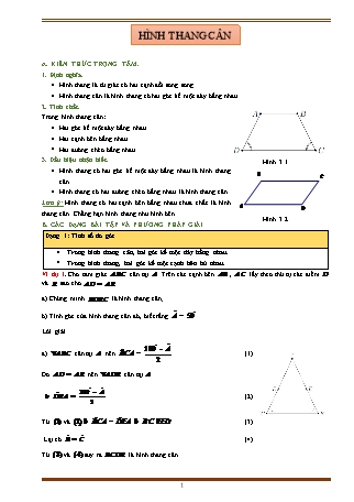 Giáo án ôn tập Toán 8 (Cánh diều) - Chương 5, Bài 3: Hình thang cân