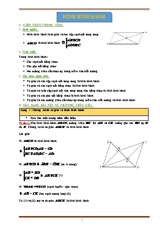 Giáo án ôn tập Toán 8 (Cánh diều) - Chương 5, Bài 4: Hình bình hành