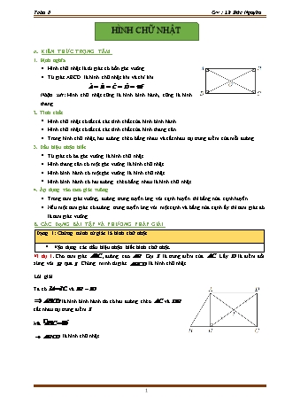 Giáo án ôn tập Toán 8 (Cánh diều) - Chương 5, Bài 5: Hình chữ nhật