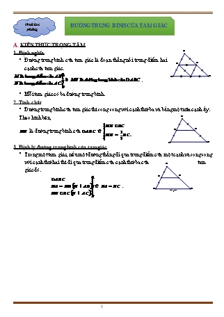 Giáo án ôn tập Toán 8 (Cánh diều) - Chương 8, Bài 3: Đường trung bình của tam giác