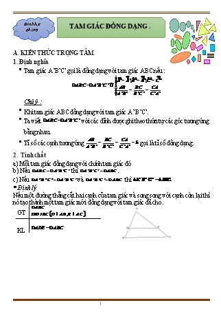 Giáo án ôn tập Toán 8 (Cánh diều) - Chương 8, Bài 5: Tam giác đồng dạng