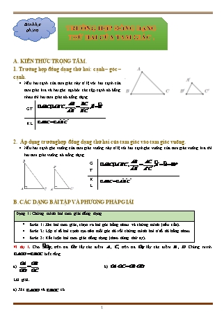 Giáo án ôn tập Toán 8 (Cánh diều) - Chương 8, Bài 7: Trường hợp đồng dạng thứ hai của tam giác