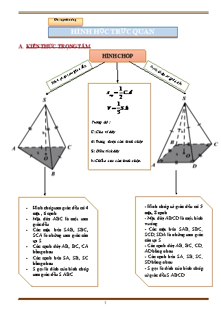 Giáo án ôn tập Toán 8 (Cánh diều) - Ôn tập chương 5: Hình học trực quan