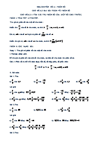 Giáo án Số học 6 (Cánh diều) - Chủ đề 6.3.1: Tìm giá trị phân số của một số cho trước
