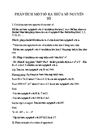 Giáo án Toán 6 (Cánh diều) - Chương 1: Số tự nhiên - Bài 11: Phân tích một số ra thừa số nguyên tố