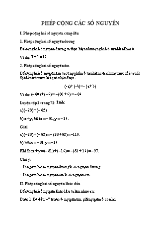 Giáo án Toán 6 (Cánh diều) - Chương 2: Số nguyên - Bài 3: Phép cộng các số nguyên