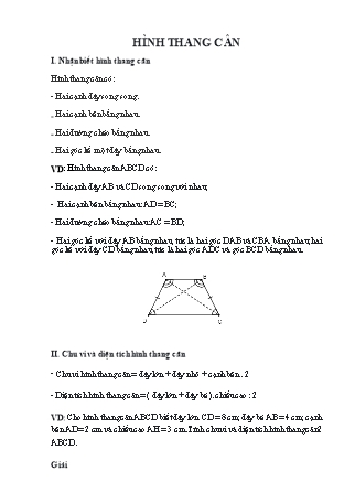 Giáo án Toán 6 (Cánh diều) - Chương 3: Hình học trực quan - Bài 4: Hình thang cân