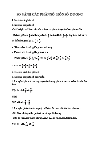 Giáo án Toán 6 (Cánh diều) - Chương 5: Phân số và số thập phân - Bài 2: So sánh các phân số. Hỗn số dương