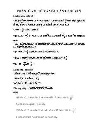 Giáo án Toán 6 (Cánh diều) - Chương 5: Phân số và số thập phân - Bài 1: Phân số với tử và mẫu là số nguyên