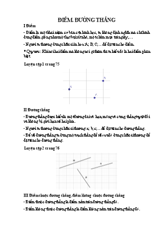 Giáo án Toán 6 (Cánh diều) - Chương 6: Hình học phẳng - Bài 1: Điểm. Đường thẳng