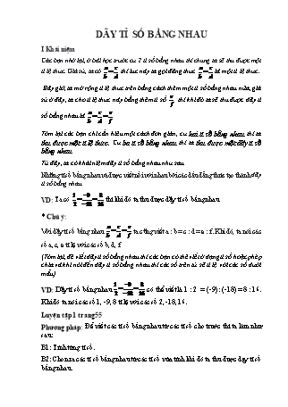 Giáo án Toán 7 (Cánh diều) - Chương 2: Số thực - Bài 6: Dãy tỉ số bằng nhau