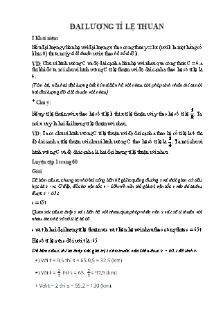 Giáo án Toán 7 (Cánh diều) - Chương 2: Số thực - Bài 7: Đại lượng tỉ lệ thuận