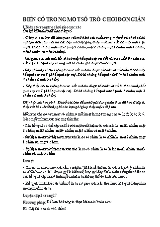 Giáo án Toán 7 (Cánh diều) - Chương 5: Một số yếu tố thống kê và xác suất - Bài 5: Biến cố trong một số trò chơi đơn giản