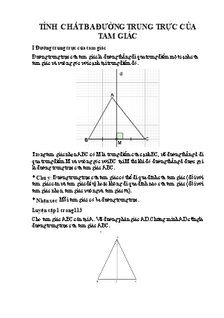 Giáo án Toán 7 (Cánh diều) - Chương 7: Tam giác - Bài 12: Tính chất ba đường trung trực của tam giác
