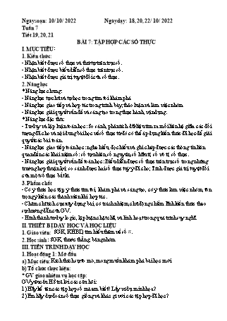 Giáo án Toán 7 (Kết nối tri thức với cuộc sống) - Chương II: Số thực - Bài 7: Tập hợp các số thực - Năm học 2022-2023