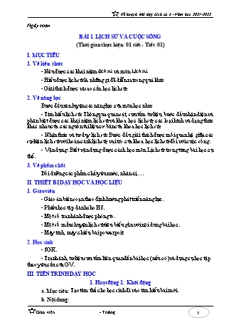 Kế hoạch bài dạy Lịch sử 6 (Kết nối tri thức với cuộc sống) - Chương trình cả năm - Năm học 2021-2022